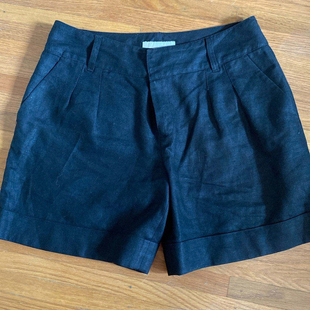 Black linen shorts